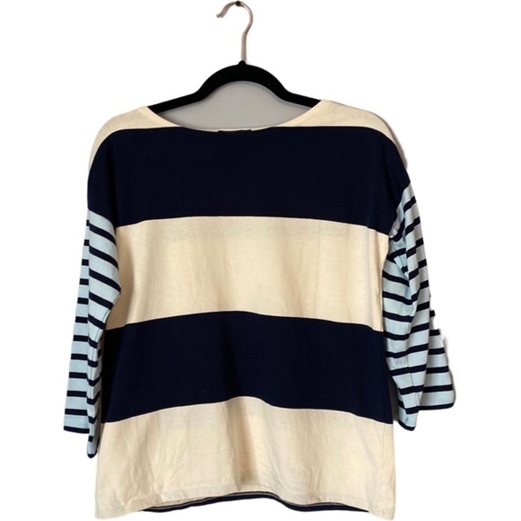 J. Crew Tops - J. Crew Colorblock Stripe Boat Neck 3/4 Sleeve Blouse size xxs